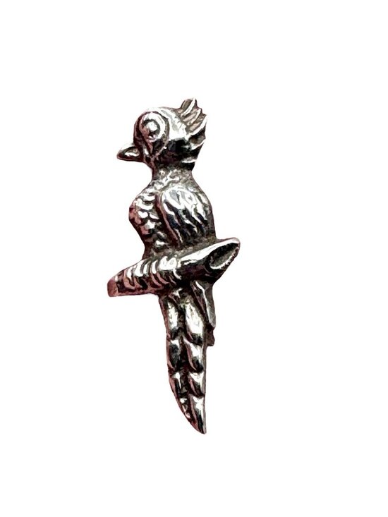 Handcrafted Mexico Jewelry - Parrot Scatter Pin Handmade Sterling Silver 1940s Silver Mexico C-Clasp Vintage
